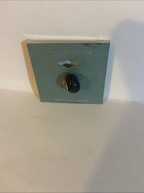 Sterling Silver Black Striped Dome Ring - Unbranded